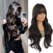 Synthetic wig linen long straight hair
