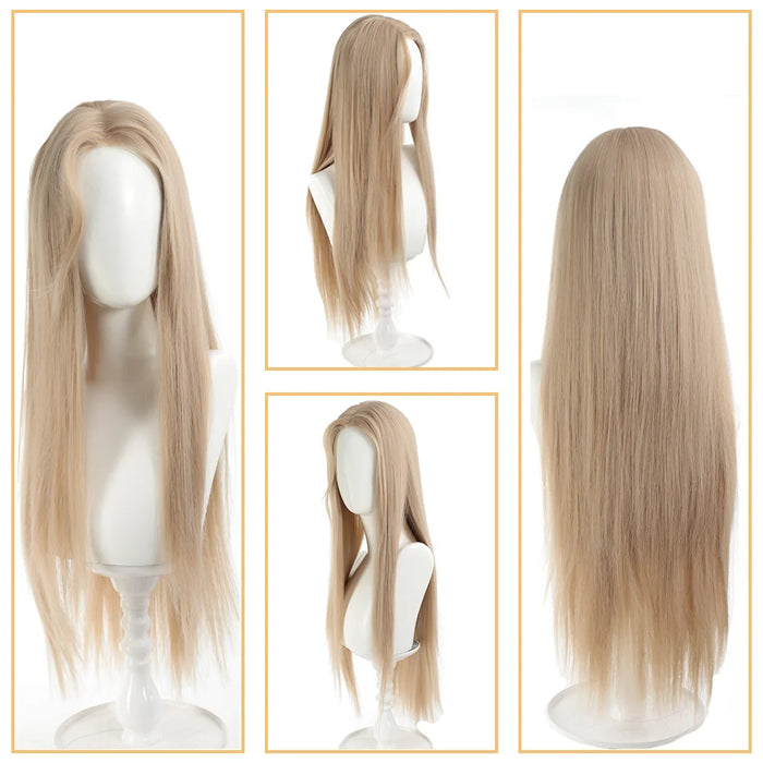 Synthetic wig linen long straight hair