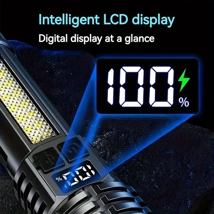 High Power LED Flashlight Portable Zoom Torch Type-C Rechargeable