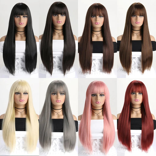 Best-selling 26-inch synthetic wig for long straight hair