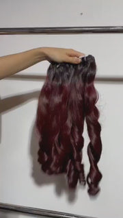 Highlights wine/black hair extension bundle (100g/bundle)